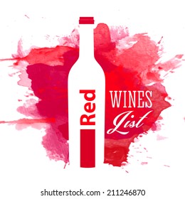 red paint splash wine logo bottle watercolor label abstract drop creative wine list cover with shape of bottle on abstract watercolor pattern red paint splash wine logo bottle watercolor label abstrac