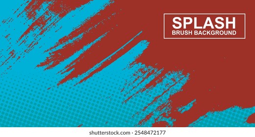 red paint splashes with blue black background