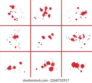 Red Paint Splatters.Vector Blood Splashes.