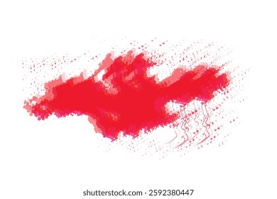 Red paint stain isolated on white background.Smear and texture of lipstick or acrylic paint isolated on white background. Stroke of lipgloss or liquid nail polish swatch smudge sample.