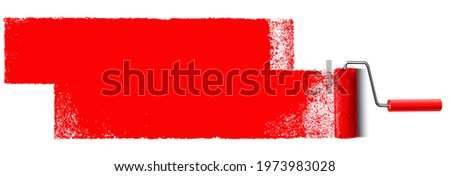 Red paint strokes with roller