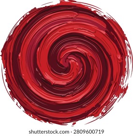 Red paint swirl abstract circular brush stroke design with abstract circular creative background artistic isolated movement decoration composition stylized illustration rotation