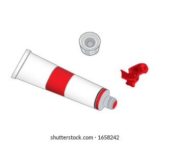Red paint tube - vector