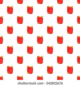 Red paintball vest pattern. Cartoon illustration of red paintball vest vector pattern for web
