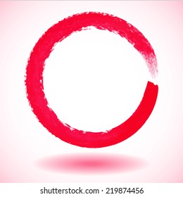 Red paintbrush circle vector frame