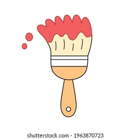Red paintbrush isolated cartoon vector icon