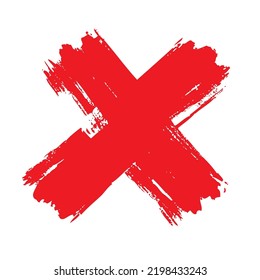 red painted cross symbol icon on white background