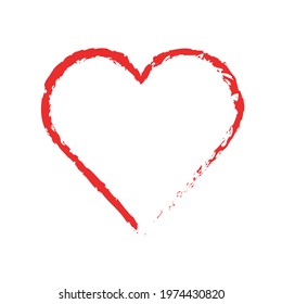 Red painted heart icon. Heart drawing isolated on white background.