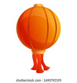 Red painting asian lantern icon. Cartoon of red painting asian lantern vector icon for web design isolated on white background