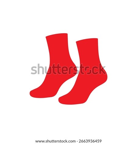 Red pair of short socks silhouette icon vector flat design.