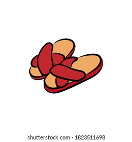 Red pair of slippers vector illustration on white background