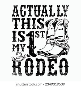 Red Paisley Actually This Is My First Rodeo , First Birthday , cowboy t-shirt design