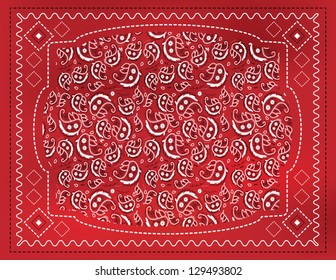 A red paisley patterned handkerchief background with gradient mesh.