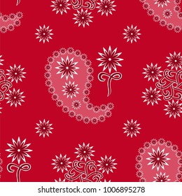 Red Paisley seamless pattern, vector
