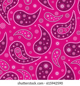 Red Paisley seamless pattern, vector