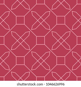 Red and pale pink geometric ornament. Seamless pattern for web, textile and wallpapers