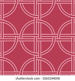 Red and pale pink geometric ornament. Seamless pattern for web, textile and wallpapers