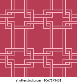 Red and pale pink geometric ornament. Seamless pattern for web, textile and wallpapers