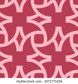 Red and pale pink geometric ornament. Seamless pattern for web, textile and wallpapers