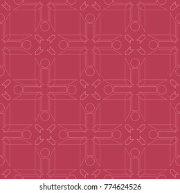 Red and pale pink geometric ornament. Seamless pattern for web, textile and wallpapers