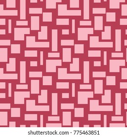 Red and pale pink geometric ornament. Seamless pattern for web, textile and wallpapers