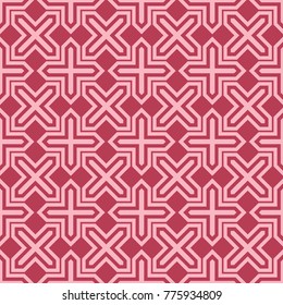 Red and pale pink geometric ornament. Seamless pattern for web, textile and wallpapers