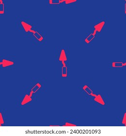 Icono de la navaja de la paleta roja aislado en un patrón sin fisuras en el fondo azul.  Vector