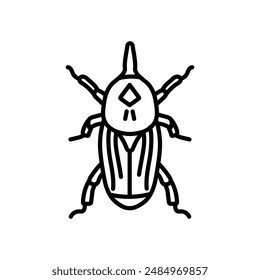 Red Palm Weevil Outline Icon, Vector illustration