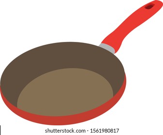 Red pan, illustration, vector on white background.