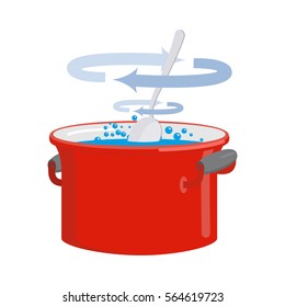 Red pan with water isolated. Kitchen utensils for cooking