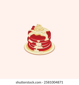 Red Pancake Illustration for design needs, Landing Pages, Animation, Apps, Presentations, Content Creator and other Promotions