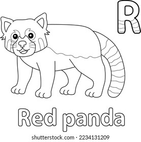 Red Panda Alphabet ABC Isolated Coloring Page R