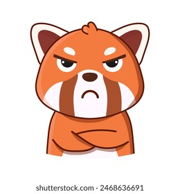 Red panda is angry. Vector illustration. Cartoon illustration isolated on white background. Great for icon, stickers, card, children's book