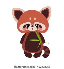 Red panda with a bamboo shoots