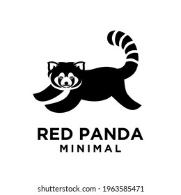 red panda black logo icon design flat illustration