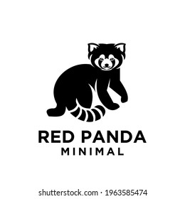 red panda black logo icon design flat illustration
