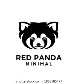 red panda black logo icon design flat illustration