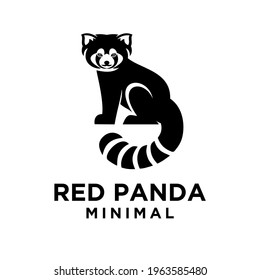 red panda black logo icon design flat illustration