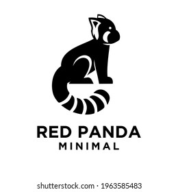 red panda black logo icon design flat illustration