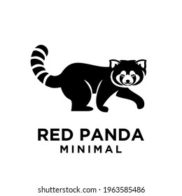 red panda black logo icon design flat illustration