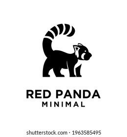 red panda black logo icon design flat illustration