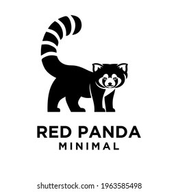 red panda black logo icon design flat illustration