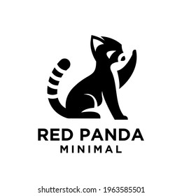 red panda black logo icon design flat illustration