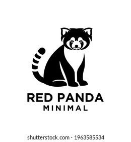 red panda black logo icon design flat illustration