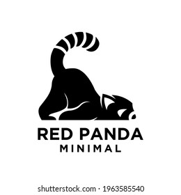 red panda black logo icon design flat illustration
