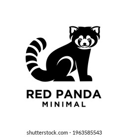red panda black logo icon design flat illustration