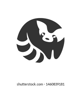 Red panda black and white silhouette modern logo