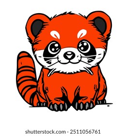 Red panda brings a gift, cute and funny