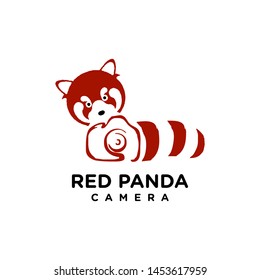 red panda and camera modern logo design