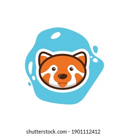 Red Panda Cartoo Face. Cute little Red Panda vector illustration for kids, children's book, fairy tales, covers, baby shower invitation, card or t-shirt textile.